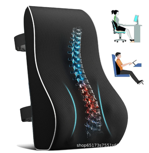 Memory Foam Back Cushion, Lumbar Cushion for Office Chair, Gaming Chair, Back Support for Desk Chair, Lumbar Cushion with Double Adjustable Straps, Mesh Cover (Black) Visit the Qutool Store