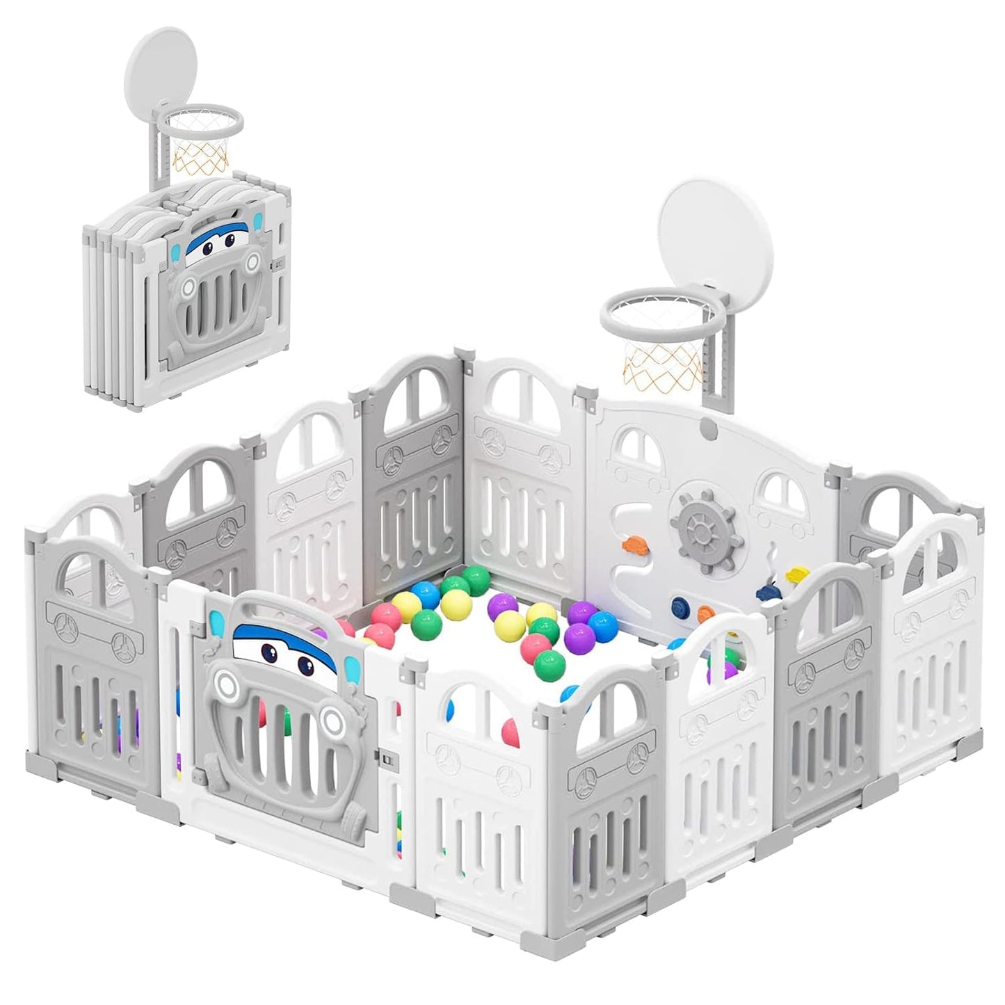 UBRAVOO Erweiterungsplatten für Baby-Laufstall aus Kunststoff für Babys und Kleinkinder – 2 Platten EDP0001 (Grau+Weiß)