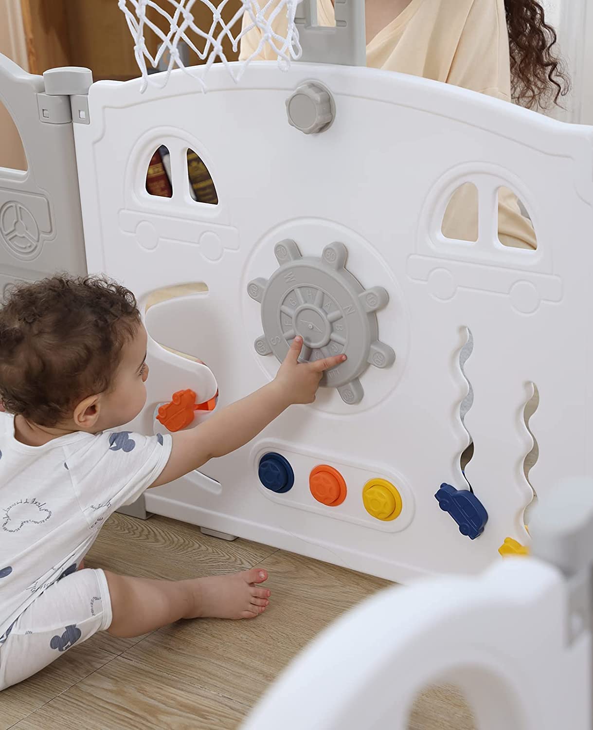 UBRAVOO Erweiterungsplatten für Baby-Laufstall aus Kunststoff für Babys und Kleinkinder – 2 Platten EDP0001 (Grau+Weiß)