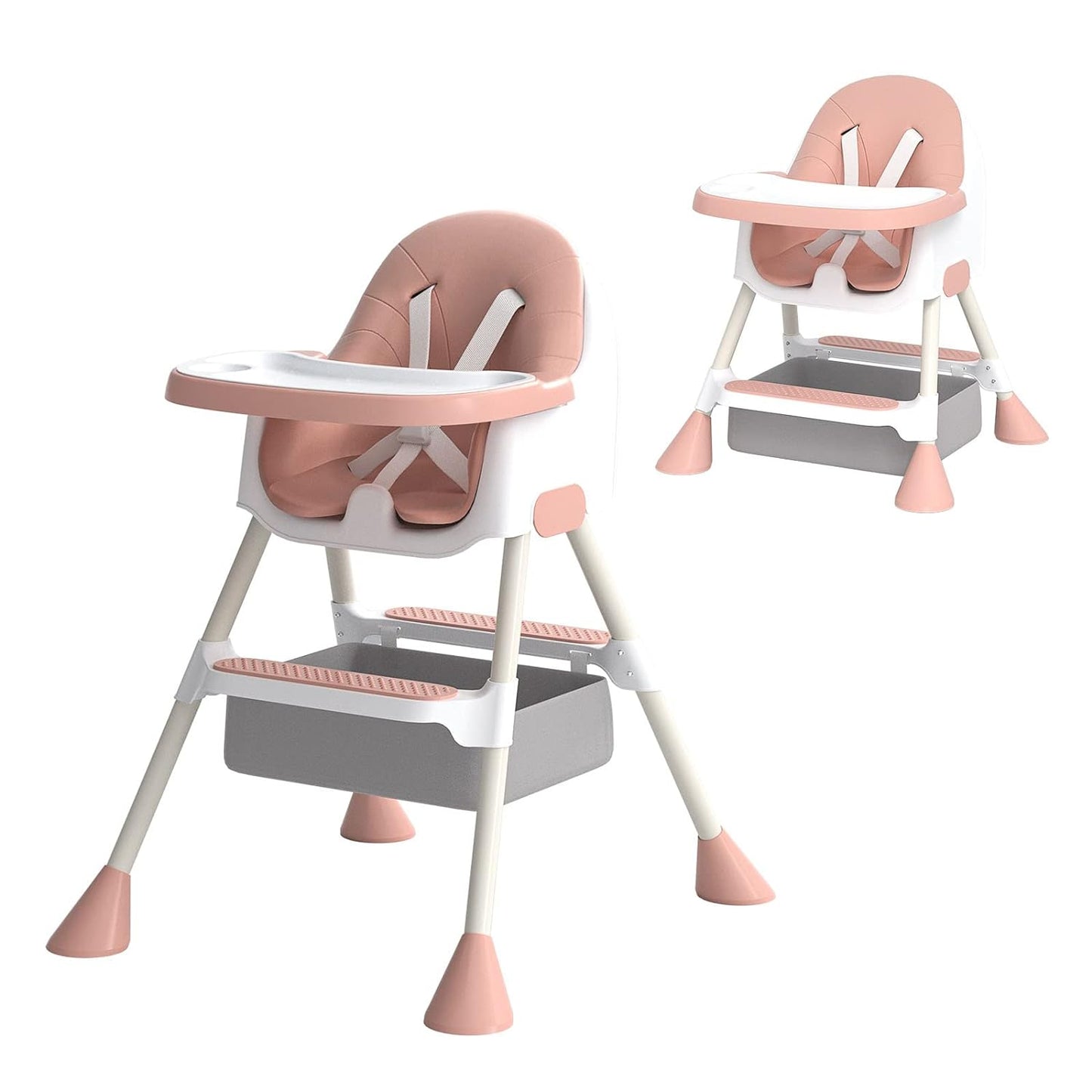 UBRAVOO Hochstuhl Baby, 2-in-1 Hochstuhl für Babys und Kleinkinder mit Fußstütze, abnehmbares Doppeltablett, Einfach zu Montierender Kinderhochstuhl für Jungen und Mädchen ab 6 Monate, HA-019 (Grau)