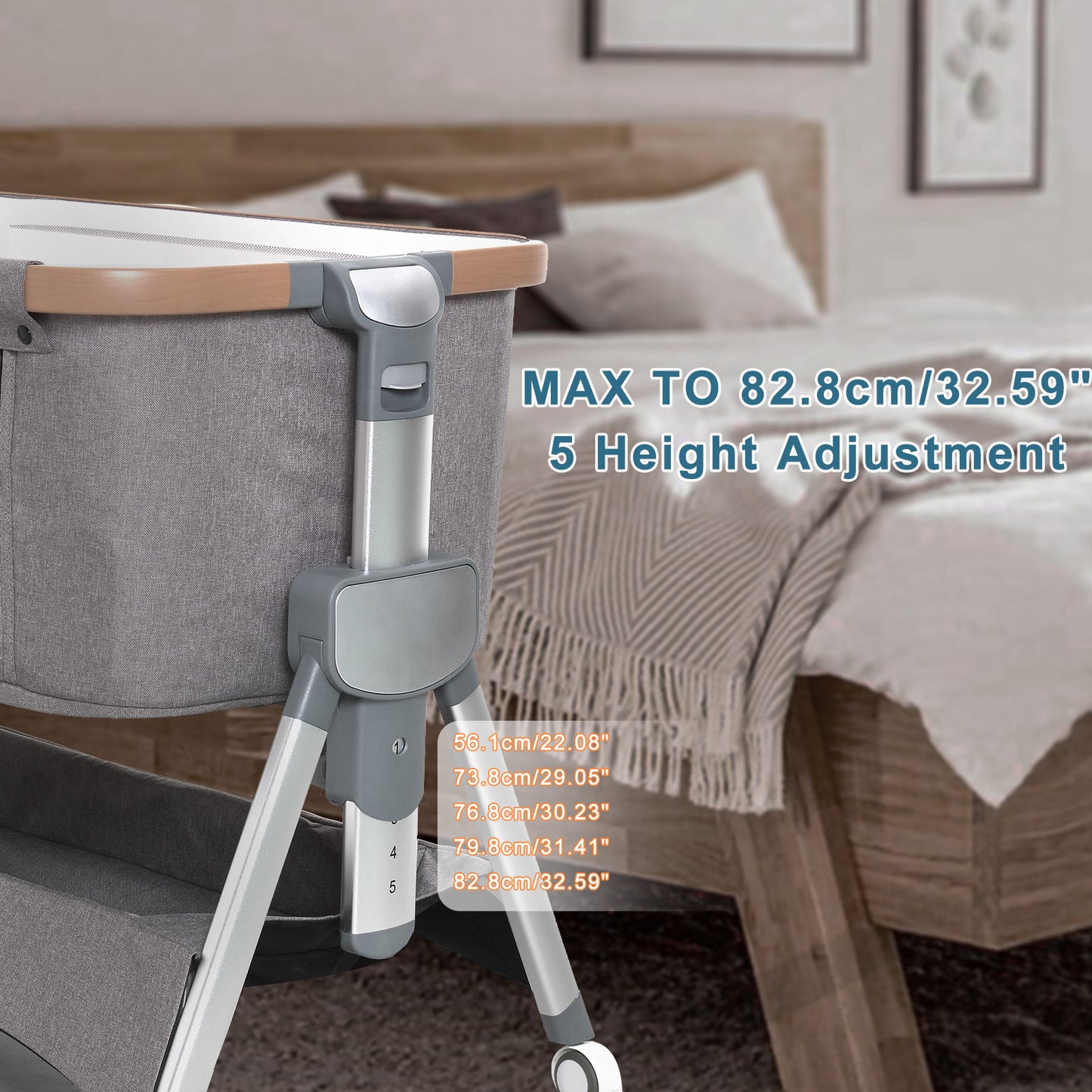 UBRAVOO Beistellbett Baby,Multifunktionales Baby Reisebett mit Matratze,Tragbares Nachtbett mit Integrierten Leisen Rädern für Kleinkinder/Neugeborene