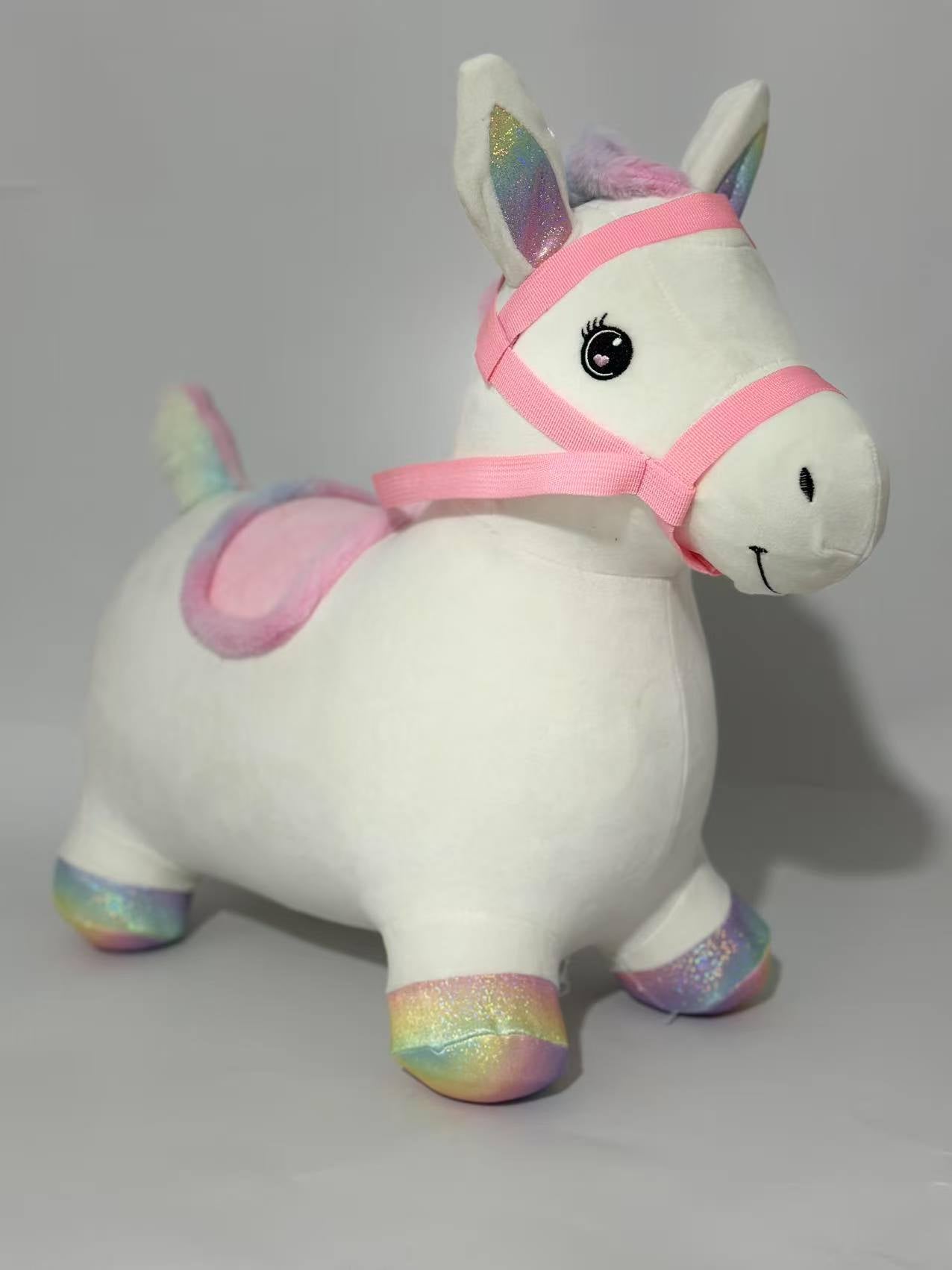 Hopping Horse, Toddler Girl Boy Inflatable Bouncing Animal Hopper Toy, Outdoor Indoor Plush Ride on Bouncer, Baby Birthday Gift 18 Month 2 3 4 Year Old Kid - Horse