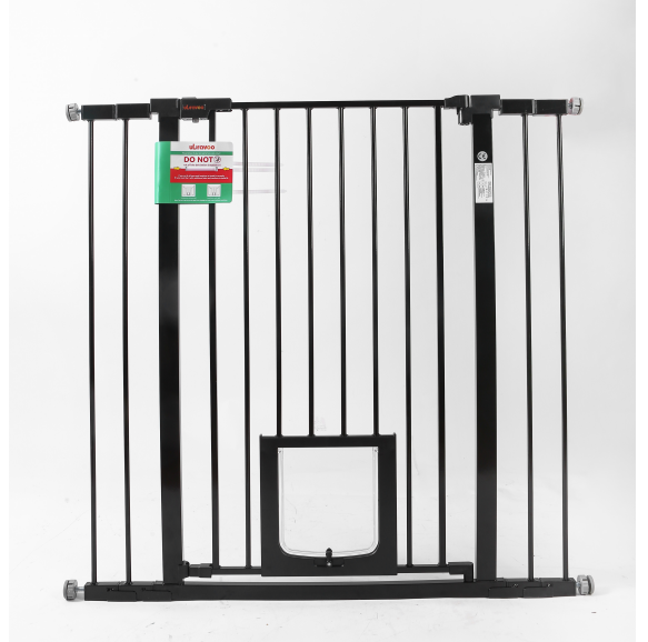 Stair Safety Gate / Door Safety Gate No Drilling 75-123 cm Automatic Closing Dog Gate with Cat Door, Sturdy Baby Safety Gate