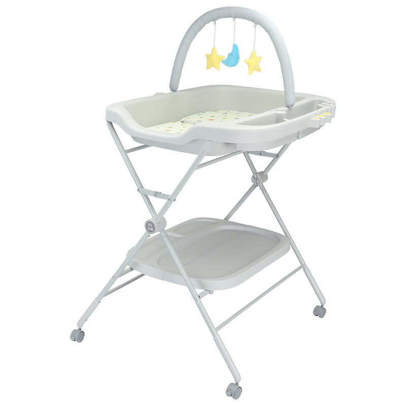 2-in-1 Changing Table with Bathtub, Mobile Changing Combination, Foldable, Large Changing Mat, Changing Table for Babies, Toddlers, My Little Farm