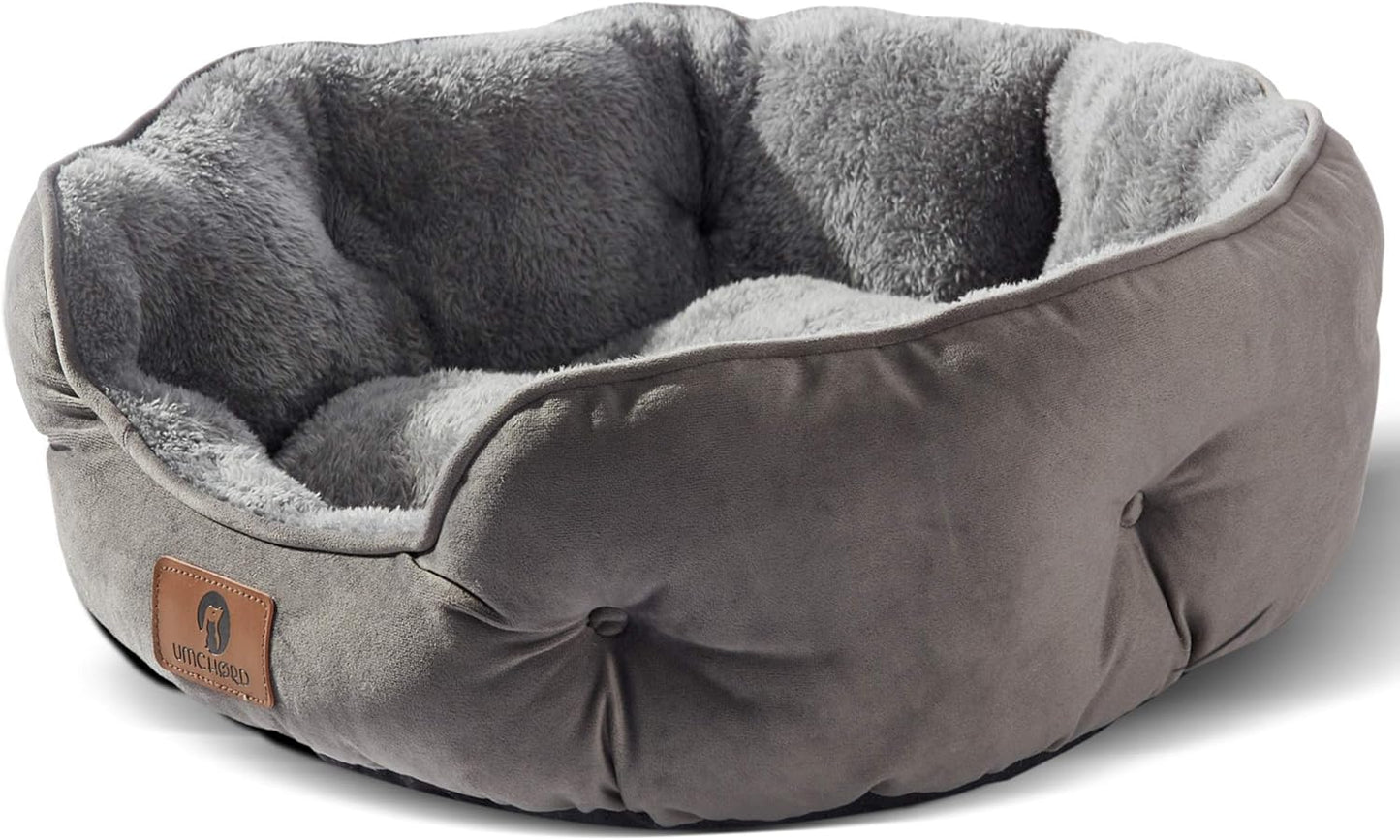 Small Dog Bed for Large Dogs, Cat Beds for Indoor Cats, Pet Bed for Puppy and Kitty, Extra Soft & Machine Washable with Anti-Slip & Water-Resistant Oxford Bottom, Grey, 20 inches