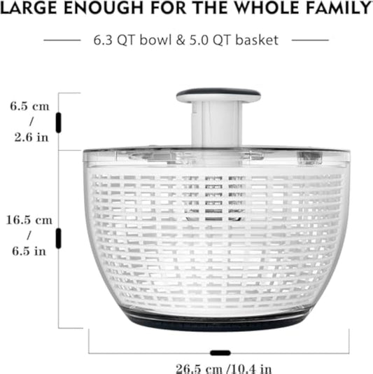 Salatschleuder, große Salatschleuder, Küchengeräte, Smile Mom, große Salatschleuder, 6,3 Qt, Einhandbedienung, einfaches Drücken, superhohe Effizienz, zum Waschen und Trocknen von Blattgemüse in der Küche zu Hause