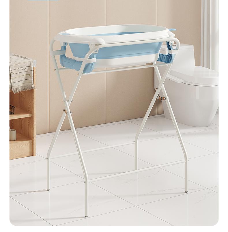 Faltbare Babybadewanne mit Gestell – XXL Babywanne mit Ständer, 2.0 Thermometer – Perfekt zum Duschen – Geeignet für Kinder von der Geburt bis 3 Jahre – Ideal als Babygeschenk