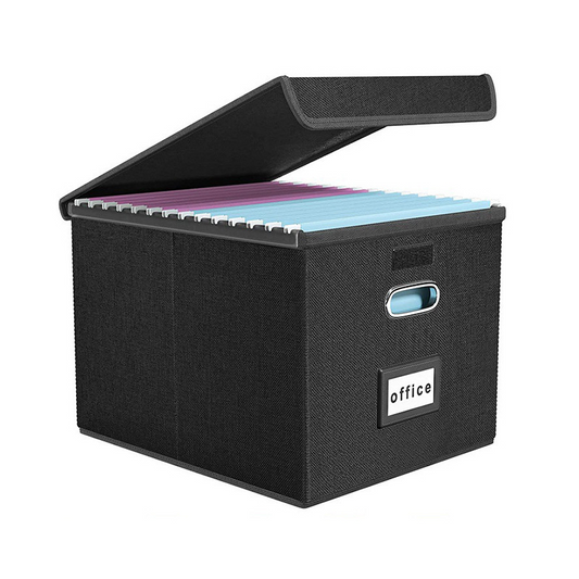 Foldable document storage box - black