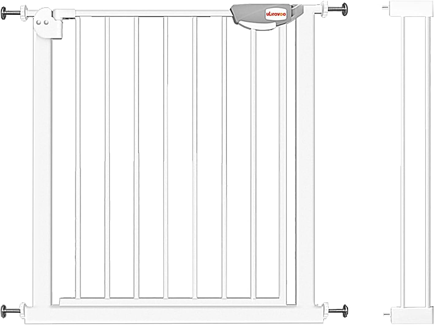 UBRAVOO Babygitter für Türen und Treppen, Höhe 100 cm, Sicherheits-Haustiergitter, Spannungstyp,automatische Schließung, hohe Ausführung, dreifache Verriegelung, offen (Breite:76-84cm)