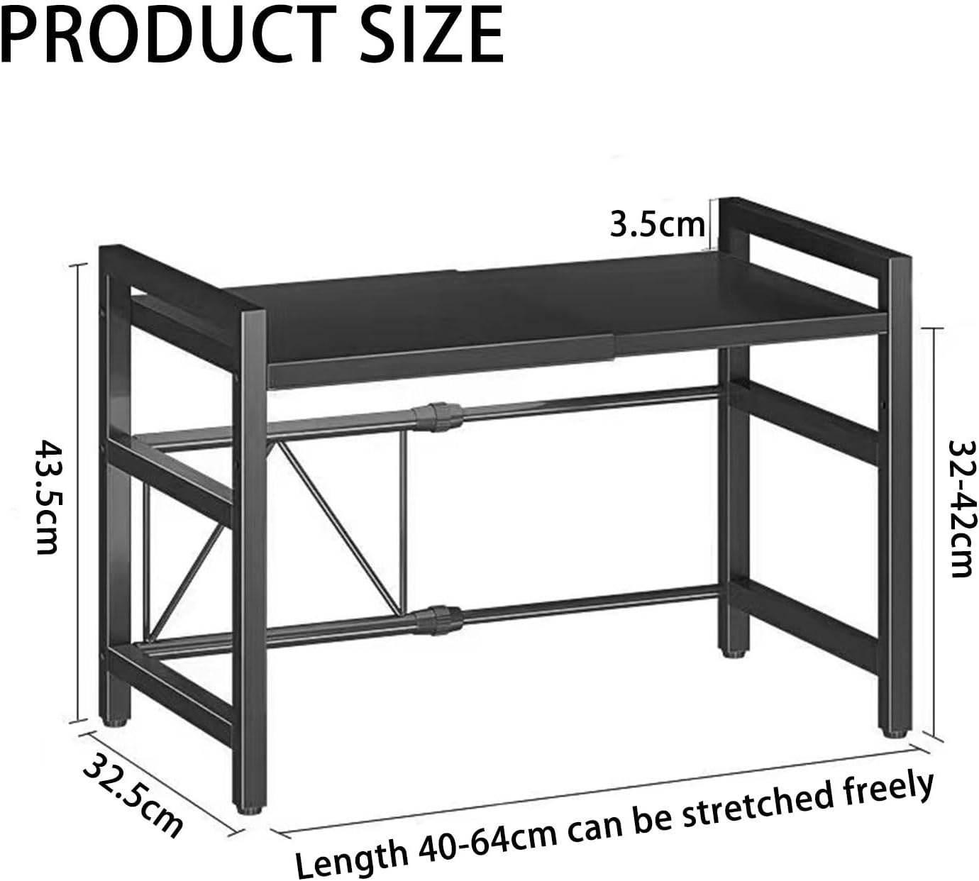 Mikrowellen Regal 2-Stufiges Mikrowellenständer mit 6 Haken Küchen-Organizer-Rack Mikrowellen Bäckereiregale für Arbeitsplatte