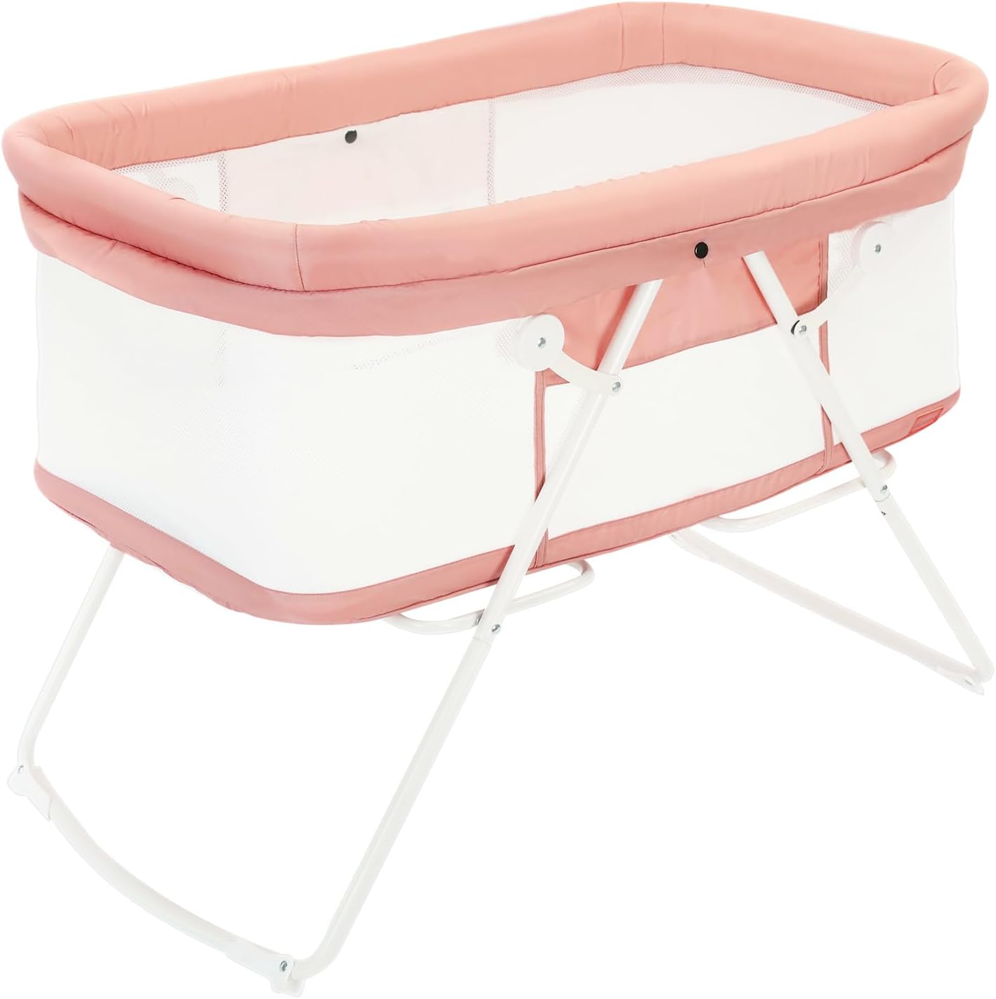 UBRAVOO Babybett, 2-in-1-Babybetten und Babywiegen, Einfach Zusammenklappbares Reisebett mit Matratze Inklusive, Multifunktionales Stubenwagen Baby für Neugeborene-Rosa