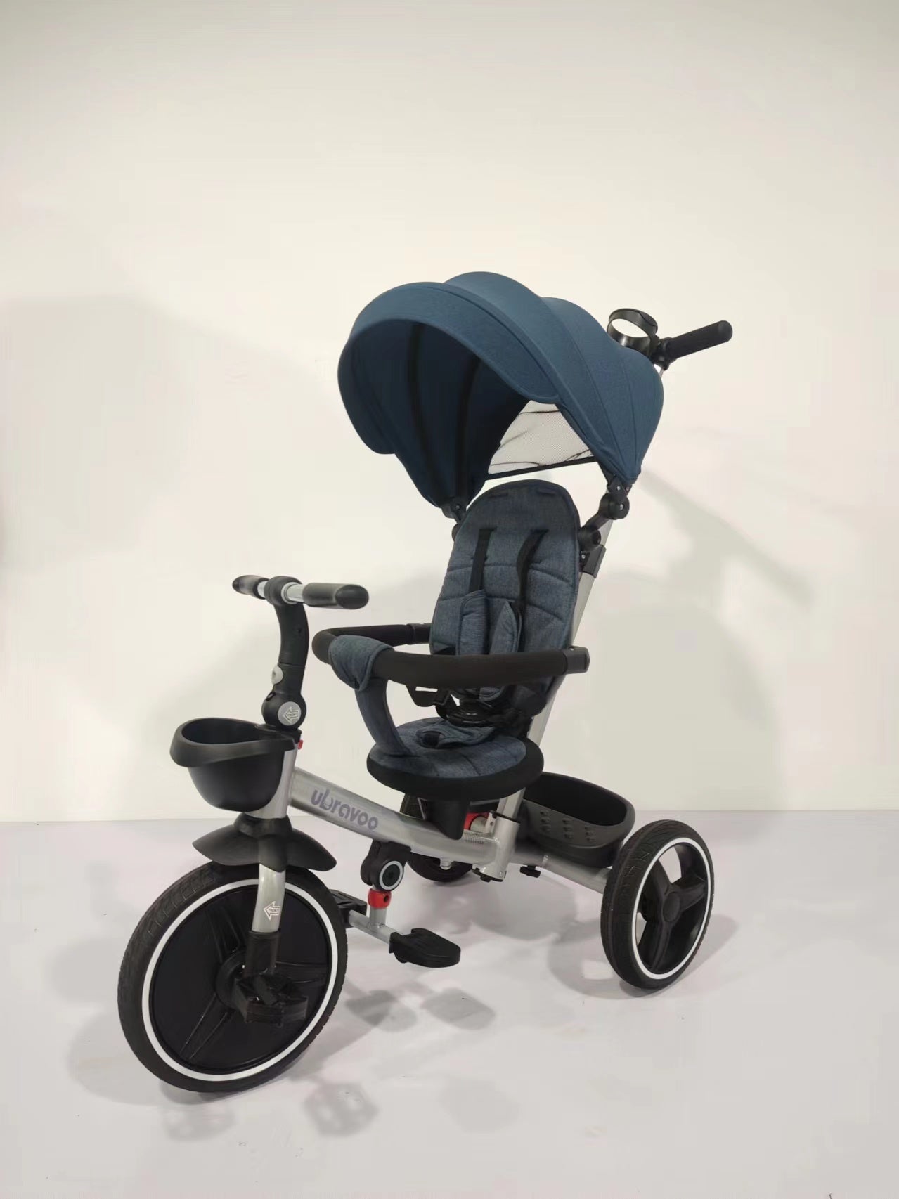 UBRAVOO Baby Dreirad mit Schubstange, 6-in-1-Baby-Push-Bike-Lenk-Kinderwagen, Lernendes Kinderdreirad/Abnehmbare Leitplanke