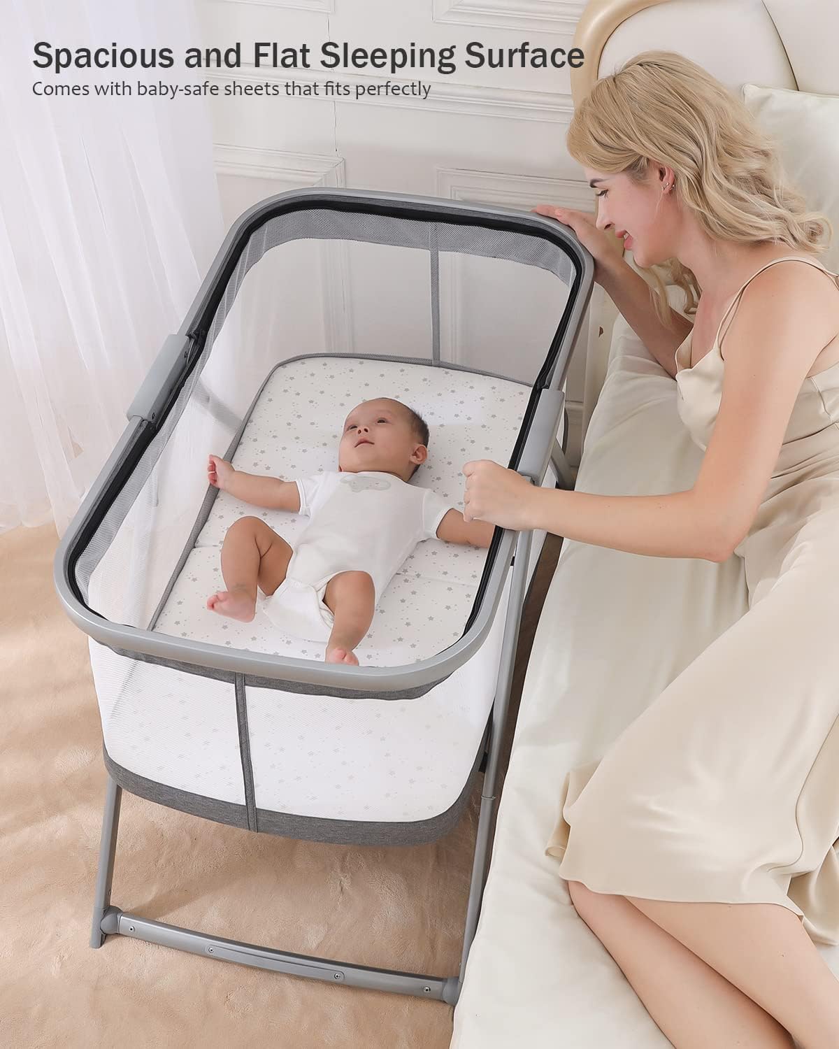 UBRAVOO All Mesh Babybett mit Matratze 3-in-1 Mist Ultra, Reisebett | Wiege | Kinderbett auf Rädern, umwandelbar, inklusive Tragetasche, Aufbewahrungskorb und Baldachin, für 0-8 Monate