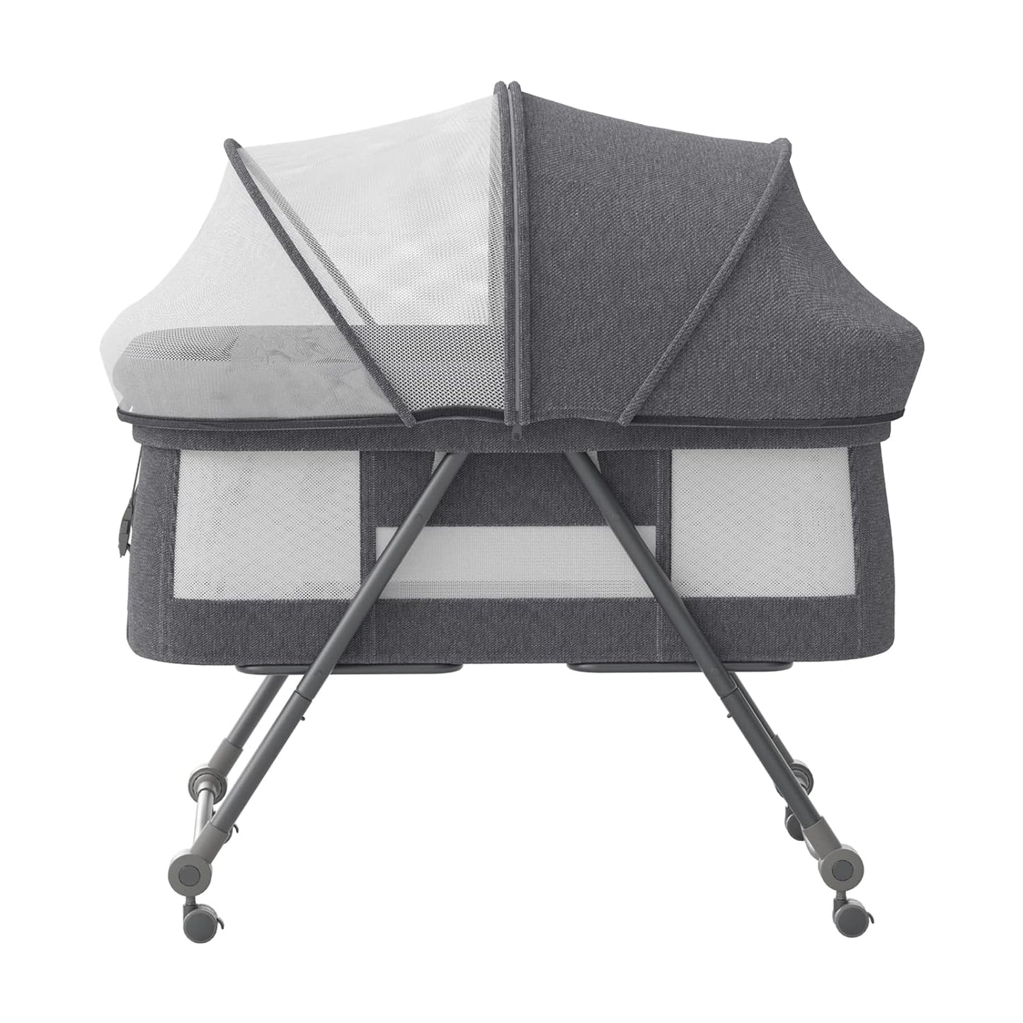 UBRAVOO Faltbares beistellbett Baby, Grab-and-go Baby Bett mit Matratze & Rädern für Neugeborene, Kinderreisebett I Kinderbett I Zustellbett, Bravo Basic, Grau