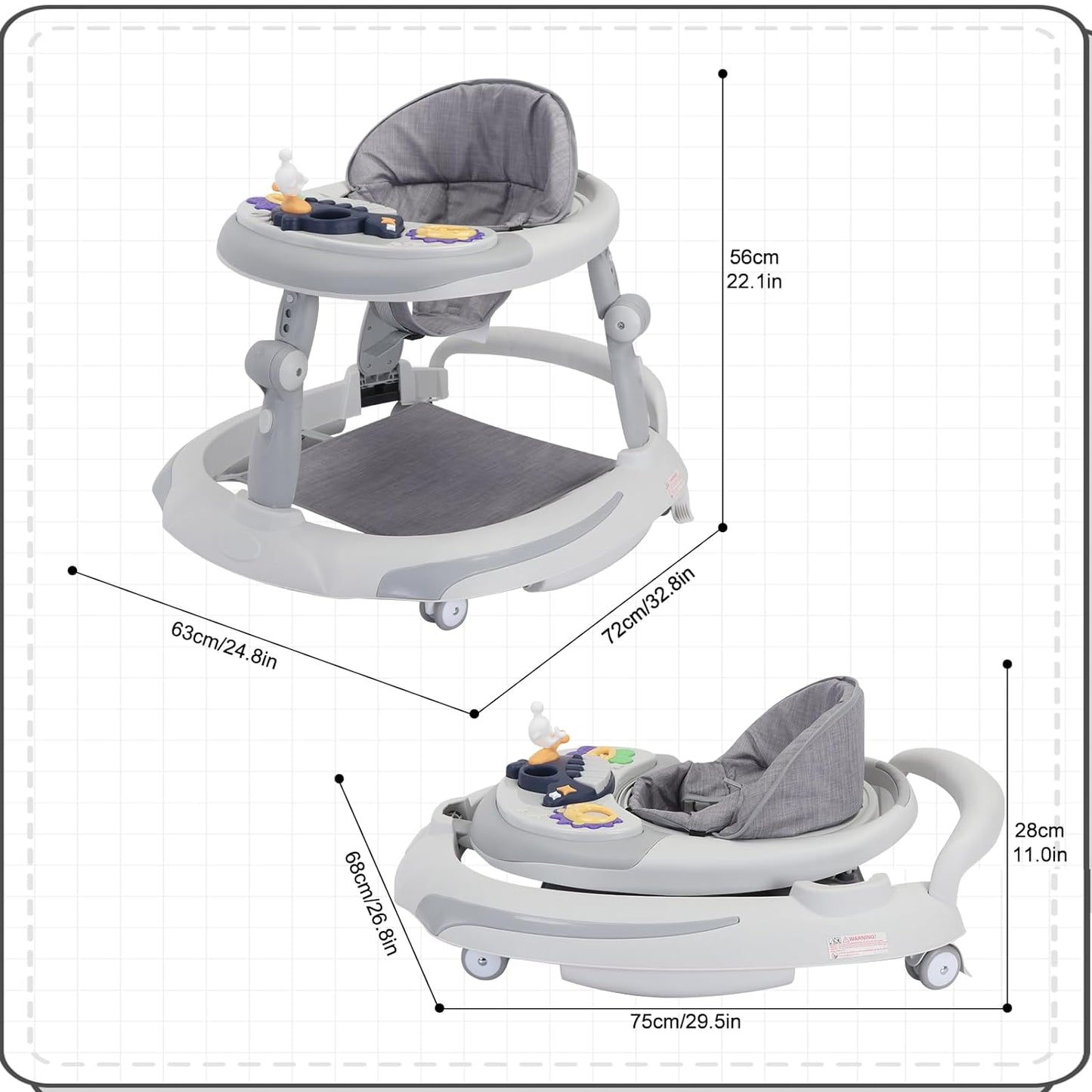 UBRAVOO Baby Lauflernwagen,4-in-1-Baby Gehhilfe,Babyspielzeug, Lauflernwagen ab 6 Monaten mit Fußstütze,abnehmbarem Futtertablett,Schaukelfunktion, Lichtern & Musiktablett (Ohne Batterie)