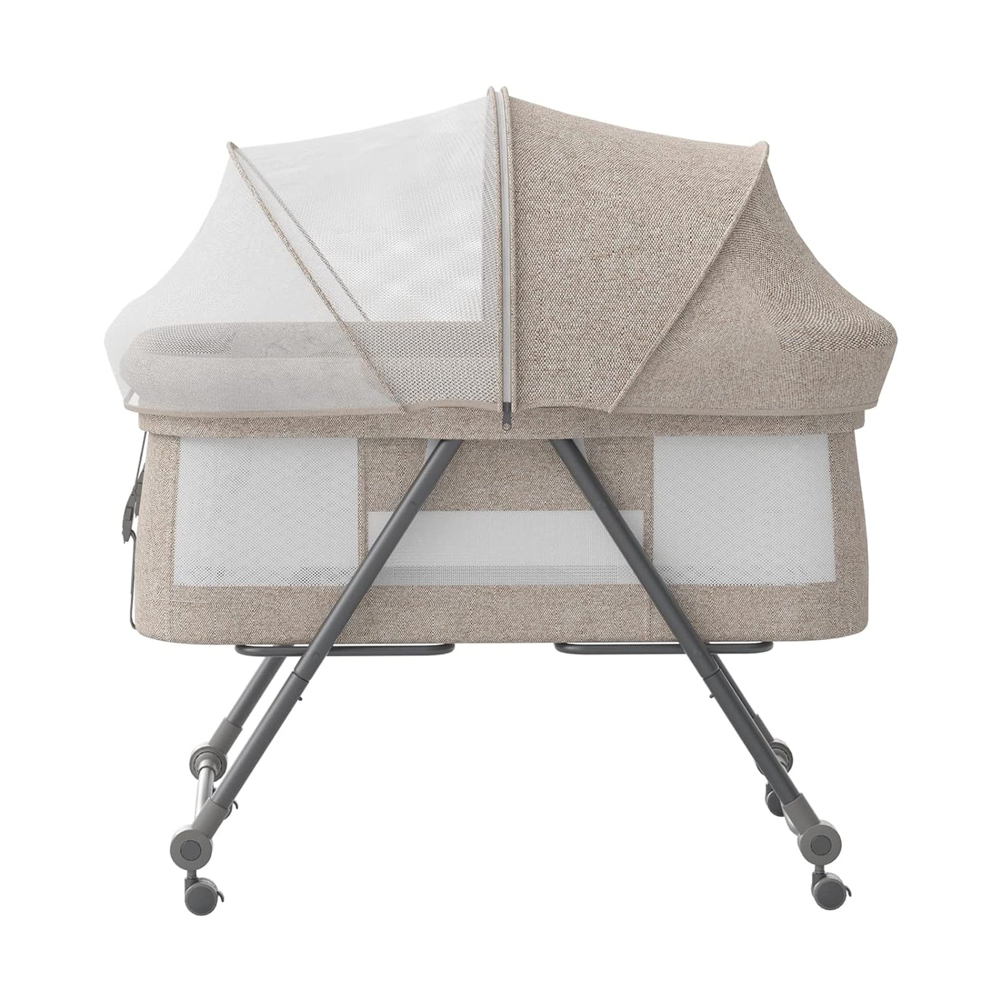 UBRAVOO Faltbares beistellbett Baby, Grab-and-go Baby Bett mit Matratze & Rädern für Neugeborene, Kinderreisebett I Kinderbett I Zustellbett, Bravo Basic, Grau