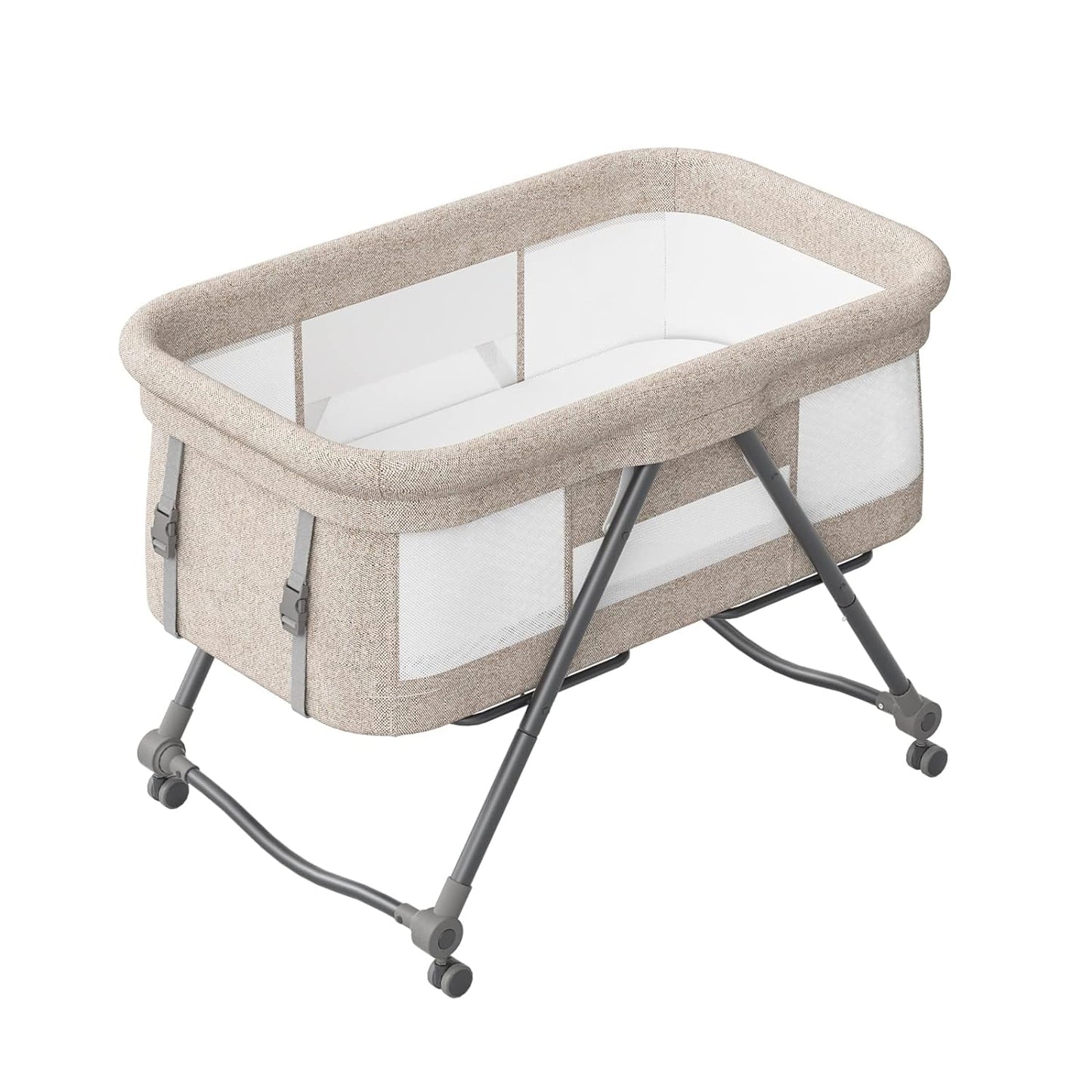 UBRAVOO Faltbares beistellbett Baby, Grab-and-go Baby Bett mit Matratze & Rädern für Neugeborene, Kinderreisebett I Kinderbett I Zustellbett, Bravo Basic, Grau