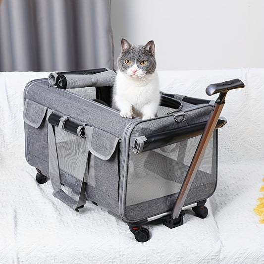 Extra große tragbare Haustier-Trolley-Koffer, abnehmbare Hunde-Trolley-Koffer, große faltbare Haustier-Tasche Katze Reise Carrier Bag