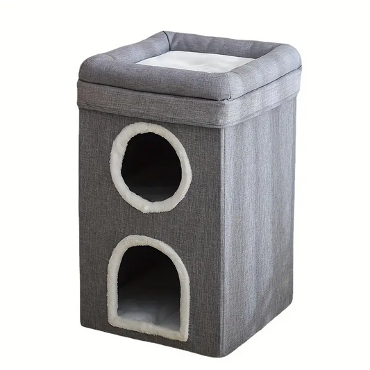 Three-layer folding cat bed