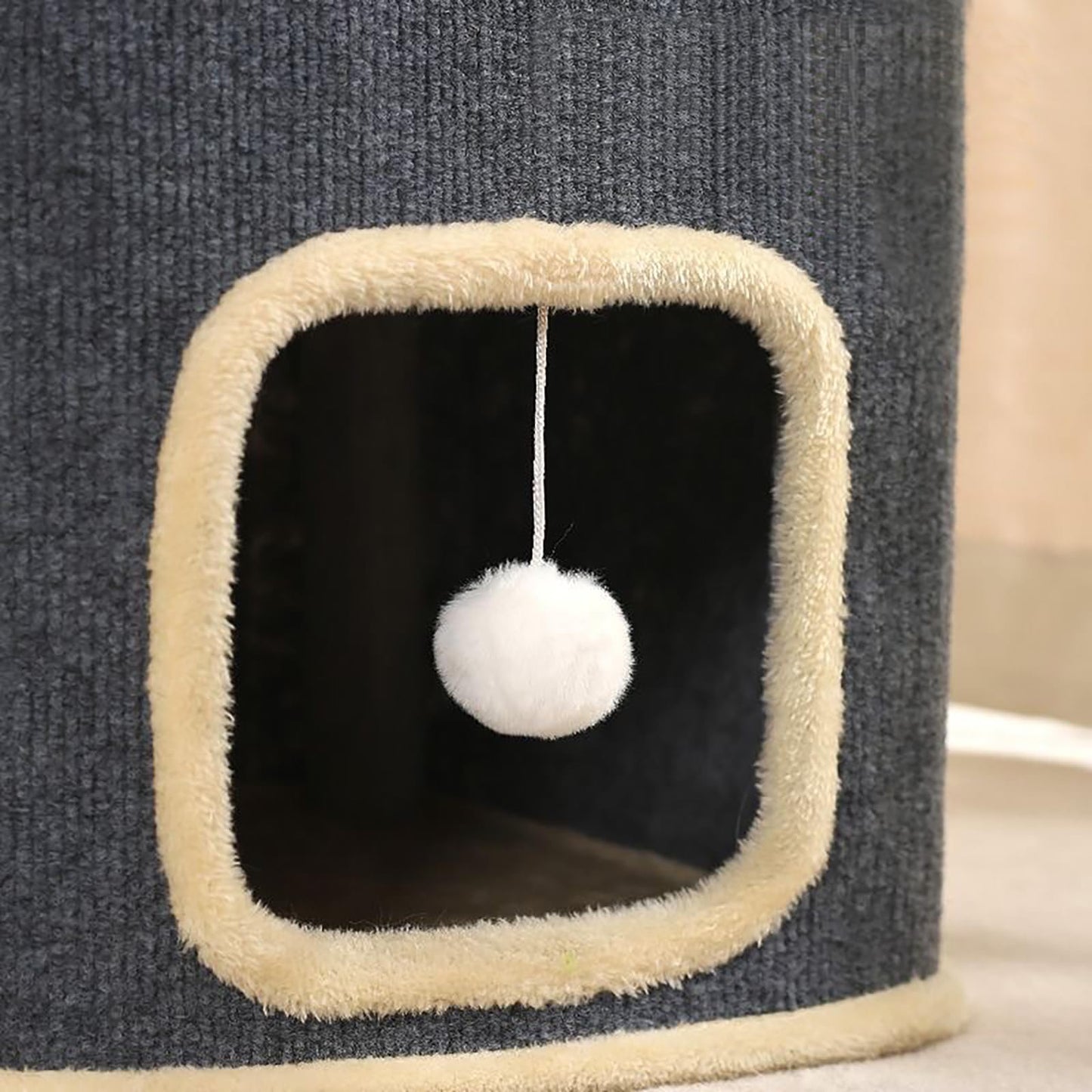 2-lagiges Katzenhaus für Hauskatzen, langlebiges Katzenwürfel-Spielhaus mit baumelnden Bällen, perfekt für mehrere Haustiere
