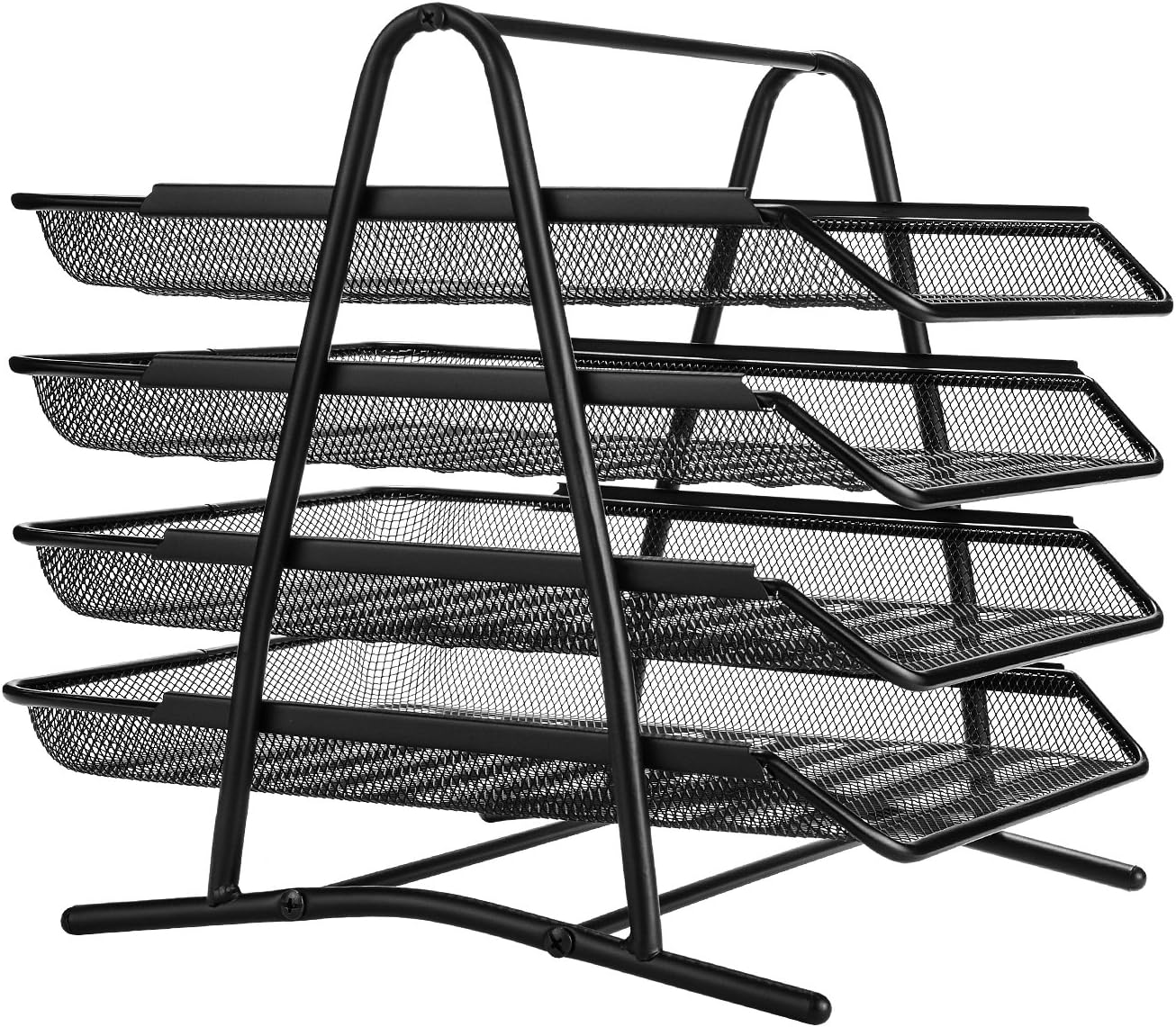 4 Schubfächer Briefablage Organizer, Metall Mesh, Schreibtisch Dokument Brief Ablage für Zuhause & Büro - Schwarz - MEHRWEG