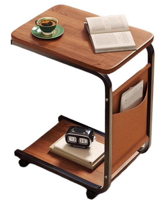 C Shaped End Table - C Shaped Side Table | Coffee Table End Table | Under Sofa Living Room Table | Sofa Side Table | Skinny Overbed Table | Coffee Drink Snack Table for Living Room