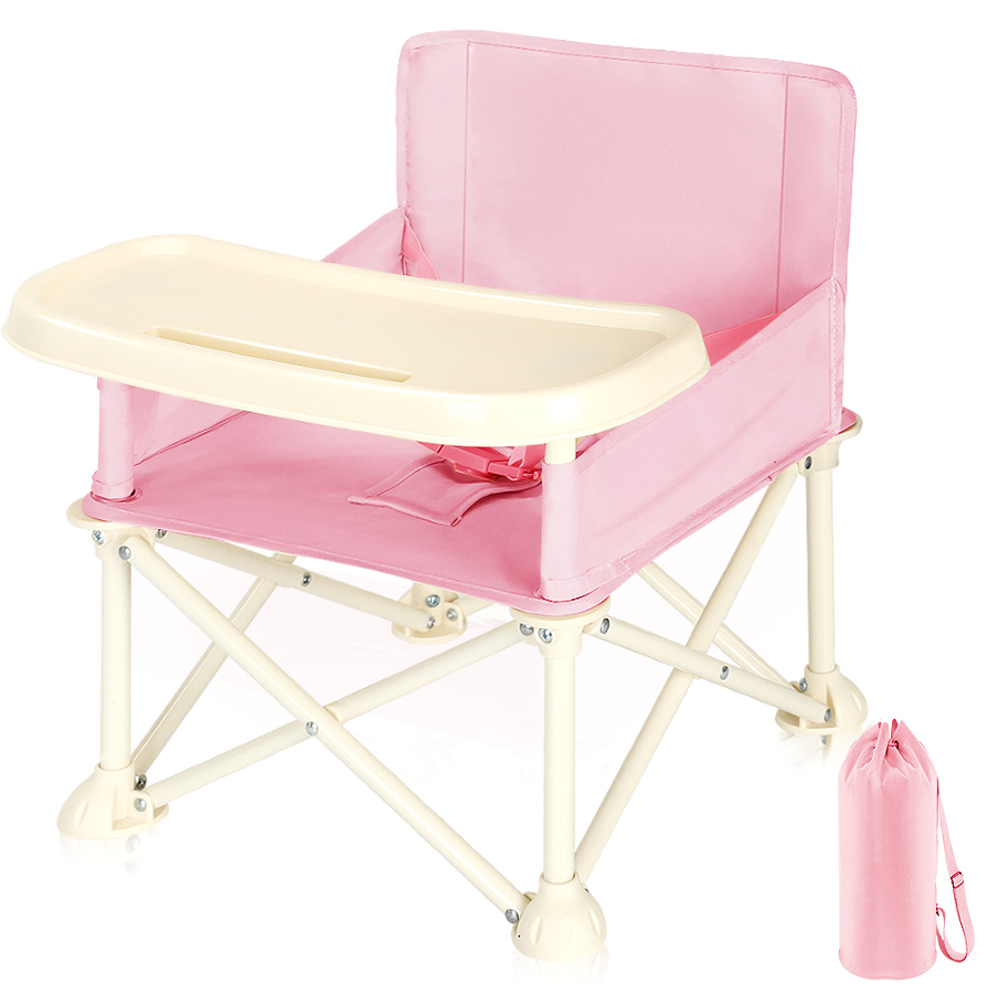 Foldable Portable Compact Baby High Chair, Stylish and Durable, Easy Travel for Camping Picnics, 1.8KG/3.97lb,Pink Max Load:15KG/33LB. Suitable for 6-36 Months kids.Specification: Chair, Removable Dining tray, 3-point seat belt, Storage bag. Materials:Hig