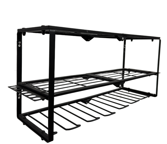 Power Tool Organizer Wall Mount - 150Lbs Load 3 Layers Storage Rack with 7 Drill Holders for Drills Cordless Tools. Heavy Duty Iron Garage Tool Organizer Storage for Workshop Shed Pegboard Basement