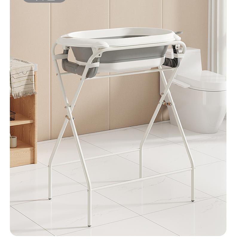 Faltbare Babybadewanne mit Gestell – XXL Babywanne mit Ständer, 2.0 Thermometer – Perfekt zum Duschen – Geeignet für Kinder von der Geburt bis 3 Jahre – Ideal als Babygeschenk